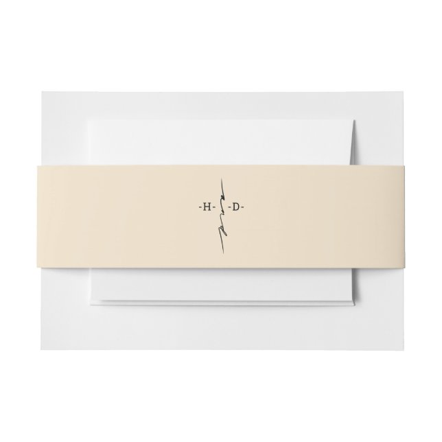 Hand Lettered Monogrammed Chic Cross Wedding Invitation Belly Band (Front Example)