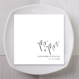 Hand Lettered Mr & Mrs Wedding Custom Names Napkin