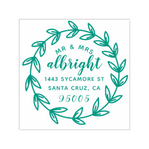 Hand Lettered Mr & Mrs Wedding Return Address Self-inking Stamp