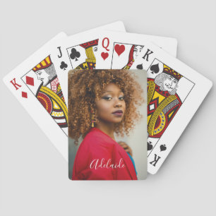 Hand Lettered Name Personalised Photo Bicycle Pla Playing Cards