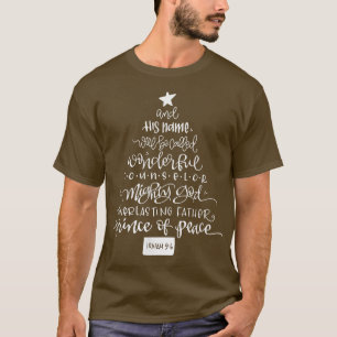 Hand Lettered Names of God Jesus  Christmas Tree F T-Shirt