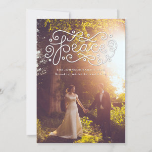 hand-lettered peace photo holiday card