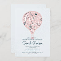 Hand Lettered Pink Hot Air Balloon Bridal Shower