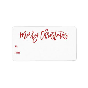 Hand Lettered Red Merry Christmas Script Gift Label
