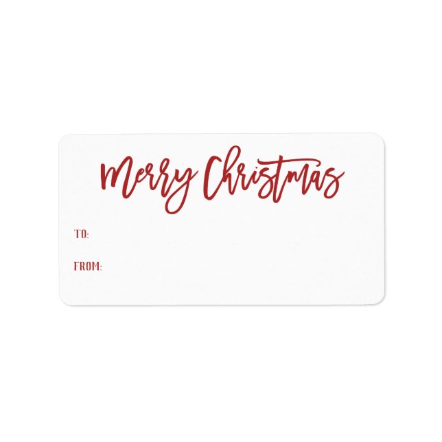 Hand Lettered Red Merry Christmas Script Gift Label (Front)