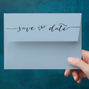 Hand-Lettered Save the Date Dusty Blue Envelope