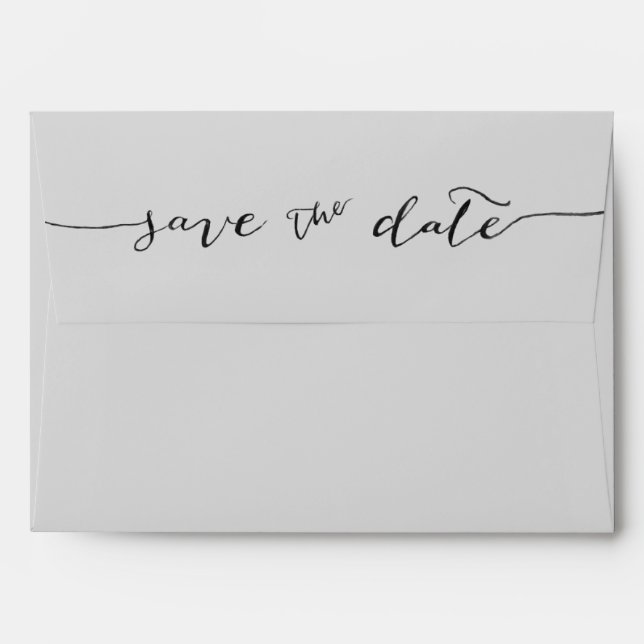 Hand-Lettered Save the Date Grey Envelope (Back (Top Flap))