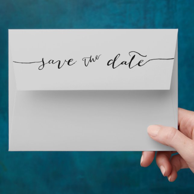 Hand-Lettered Save the Date Grey Envelope (Hand)