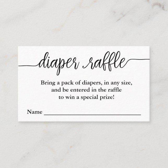 Hand Lettered Script Diaper Raffle Enclosure Card (Front)