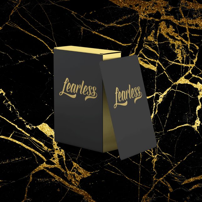 Hand Lettered Script Fearless Gold Glitter Black Playing Cards (Creator Uploaded)