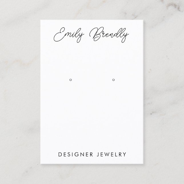 Hand Lettered Script Jewellery Earring Display Business Card (Front)