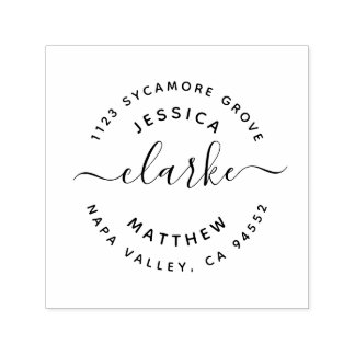 Hand-Lettered Script Married Couples Address Self-inking Stamp