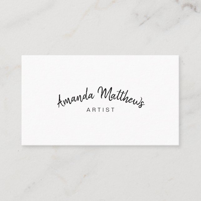 Hand Lettered Script Minimal Modern Simple Fun Business Card (Front)
