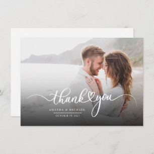 Hand-Lettered Script Modern Photo Thank You Card