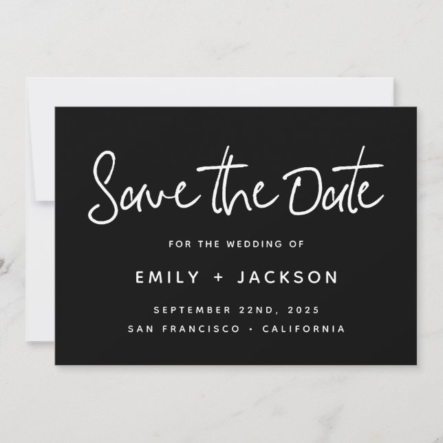 Hand Lettered Script Modern Simple Save the Date (Front)