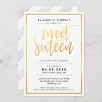 HAND LETTERED SCRIPT sweet 16 trendy hot gold foil