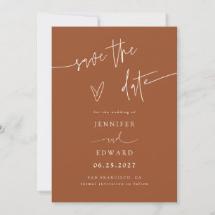 Hand Lettered Script Terracotta Save The Date