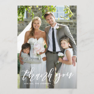 Hand Lettered Script Vertical Wedding Thank You Card