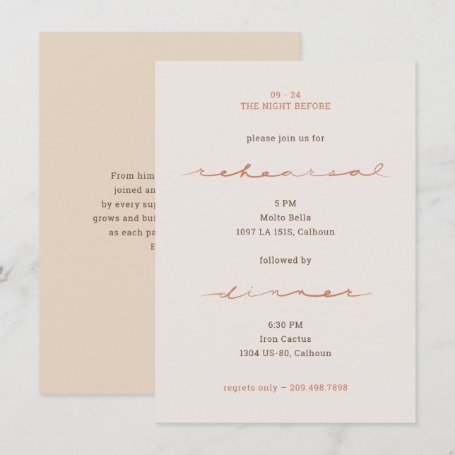 Hand Lettered Script Wedding Menu (Front/Back)
