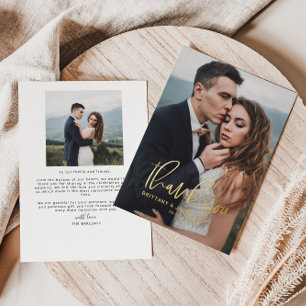 Hand Lettered Script Wedding Photo Thank You