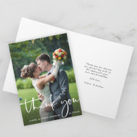 Hand Lettered Script Wedding Photo Thank You