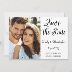 Hand Lettered Script Wedding Save the Date Photo