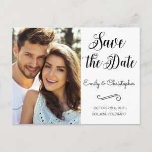Hand Lettered Script Wedding Save the Date Photo Announcement Postcard