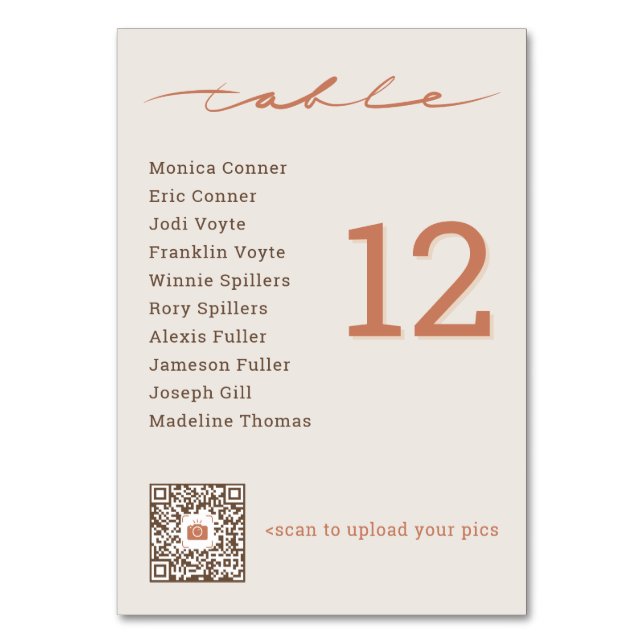 Hand Lettered Script Wedding Table Number (Front)