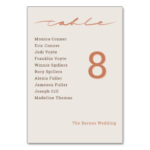 Hand Lettered Script Wedding Table Number
