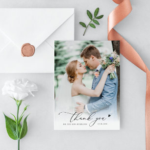hand lettered script wedding thank you card