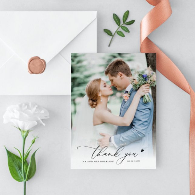 hand lettered script wedding thank you  card (Creator Uploaded)