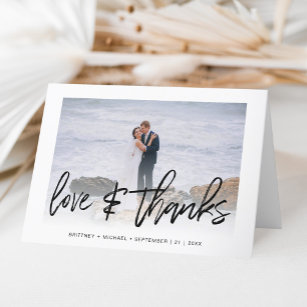 Hand-Lettered Simple Photo Love & Thanks White Thank You Card