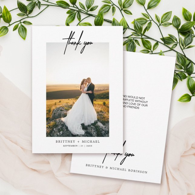 Hand-Lettered Simple Photo Thank You Card (Creator Uploaded)