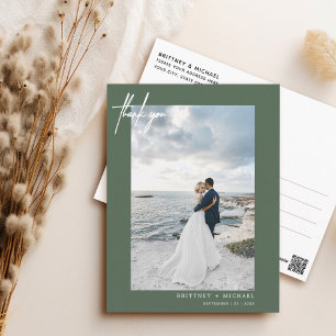 Hand-Lettered Simple Sage Thank you Postcard