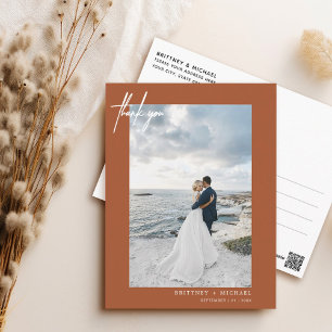 Hand-Lettered Simple Terracotta Thank you Postcard