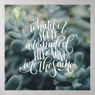 Hand lettered soulmate quote (square) poster