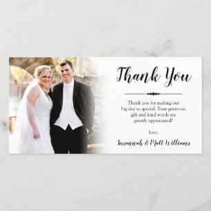 Hand-Lettered Thank You Wedding Photo Card