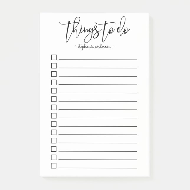 Hand-Lettered Things to Do Personalised Post-it Notes (Front)