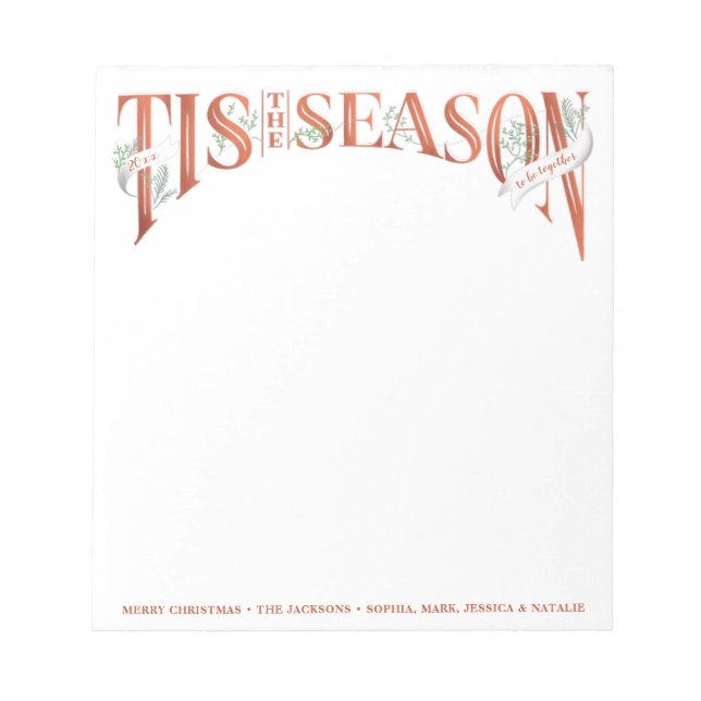 Hand-Lettered Tis The Season Christmas Notepad (Front)