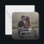 Hand-Lettered Wedding Day Photo Thank You Card<br><div class="desc">A great and thoughtful way to thank your friends,  family,  and coworkers who graced you their presence on your your wedding day with this modern photo thank you cards with script hand lettered "thank you" and a love heart.</div>