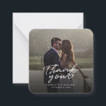 Hand-Lettered Wedding Day Photo Thank You Card<br><div class="desc">A great and thoughtful way to thank your friends,  family,  and coworkers who graced you their presence on your your wedding day with this modern photo thank you cards with script hand lettered "thank you" and a love heart.</div>