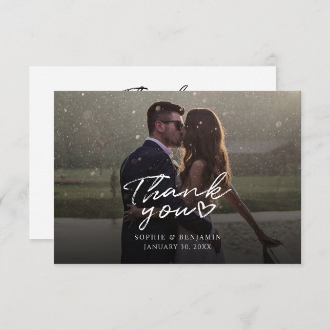 Hand-Lettered Wedding Day Photo Thank You Card (Front/Back)