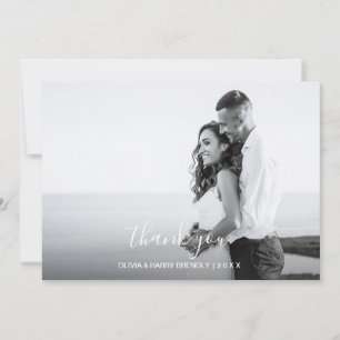 Hand Lettered Wedding Photo Card - White Script