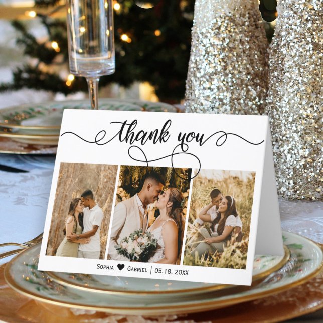 Hand Lettered Wedding Photo Collage Thank You (Creator Uploaded)