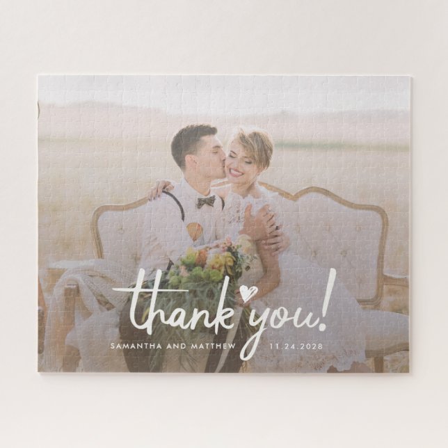 Hand-Lettered Wedding Photo Thank You Bridemaid Jigsaw Puzzle (Horizontal)
