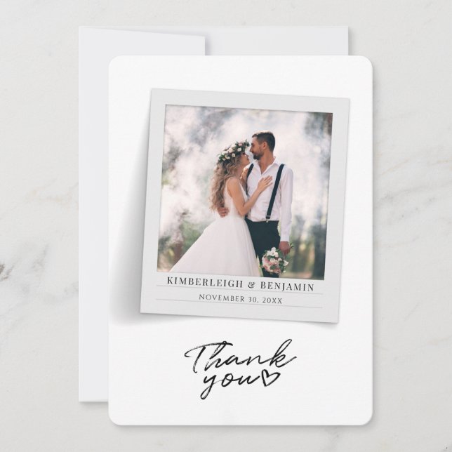 Hand-Lettered Wedding Photo Thank You Card (Front)