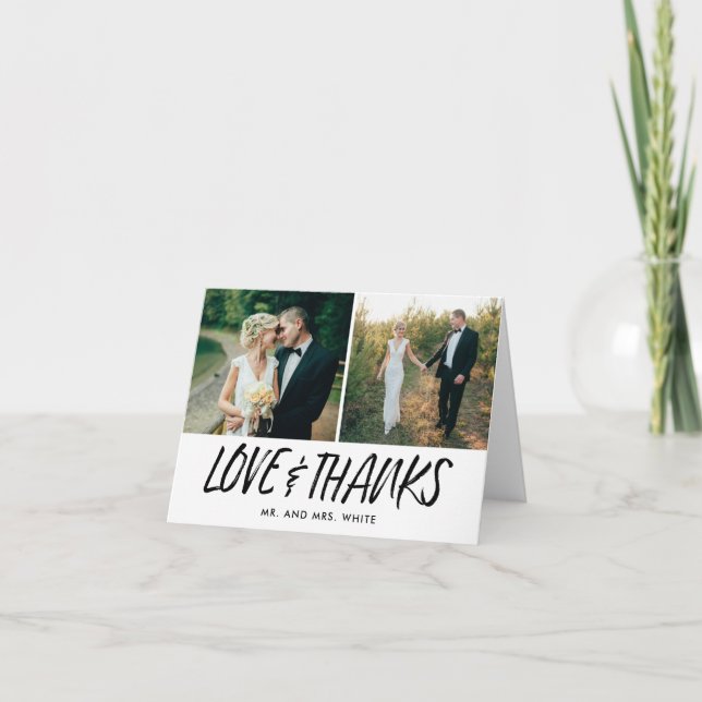 Hand Lettered Wedding Photo Thank You Card (Front)