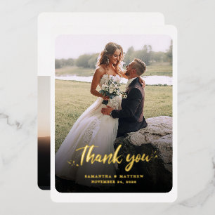 Hand-Lettered Wedding Photo Thank You Gold