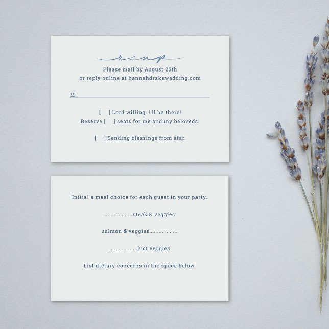 Hand-Lettered Wedding Reply & Meal Choice  RSVP Card (Creator Uploaded)