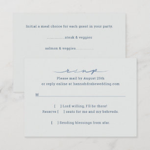 Hand-Lettered Wedding Reply & Meal Choice  RSVP Card